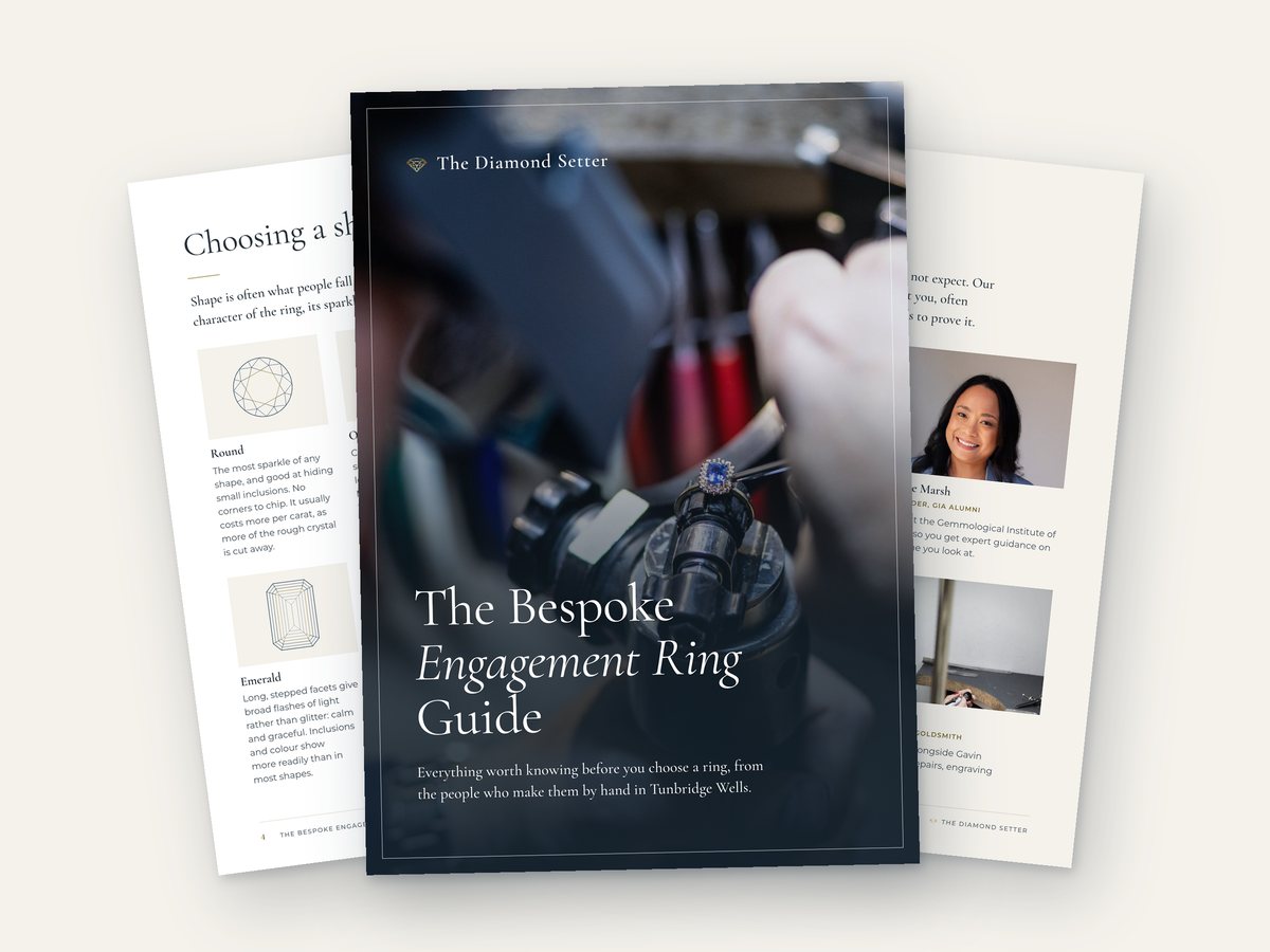 Pages from The Bespoke Engagement Ring Guide by The Diamond Setter