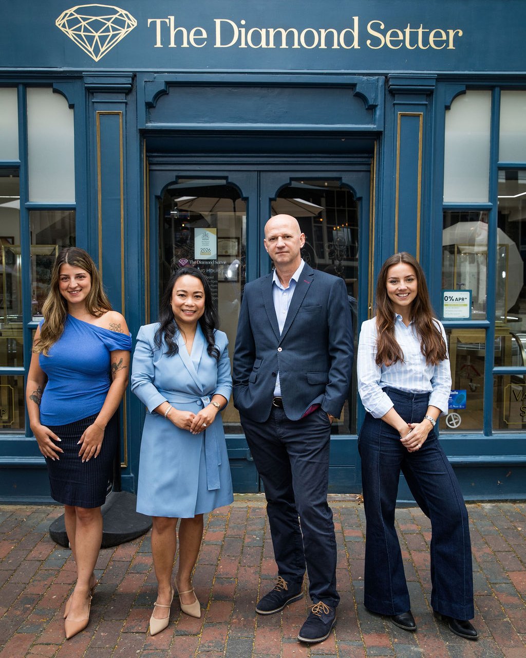 The Diamond Setter team outside the shop on The Pantiles, Tunbridge Wells